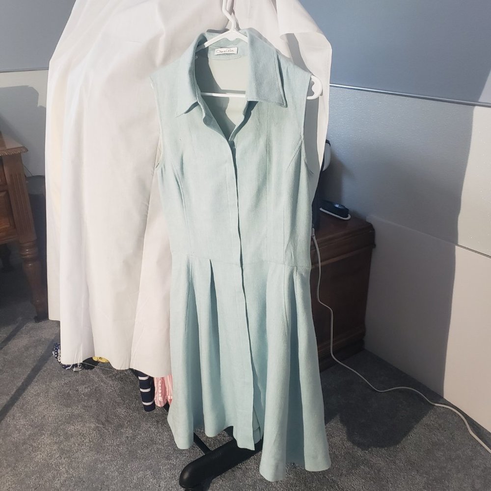 Oscar de La Renta Curved Seam w/pockets Dress Size 10. Sky Blue classy dress. - Picture 8 of 8